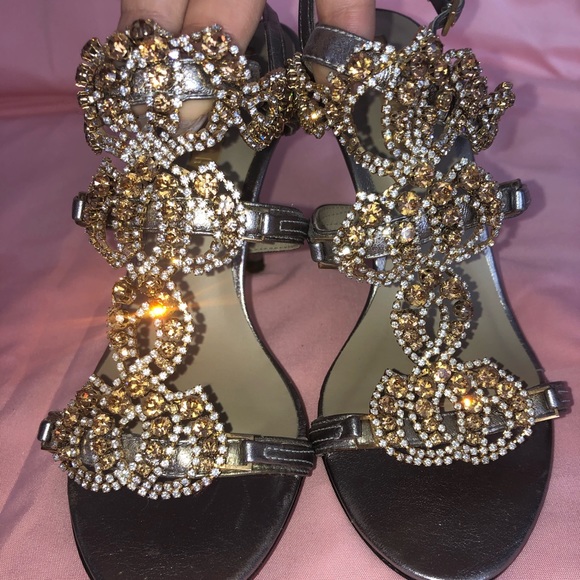 Gently used rhinestone strappy heels - Picture 2 of 7